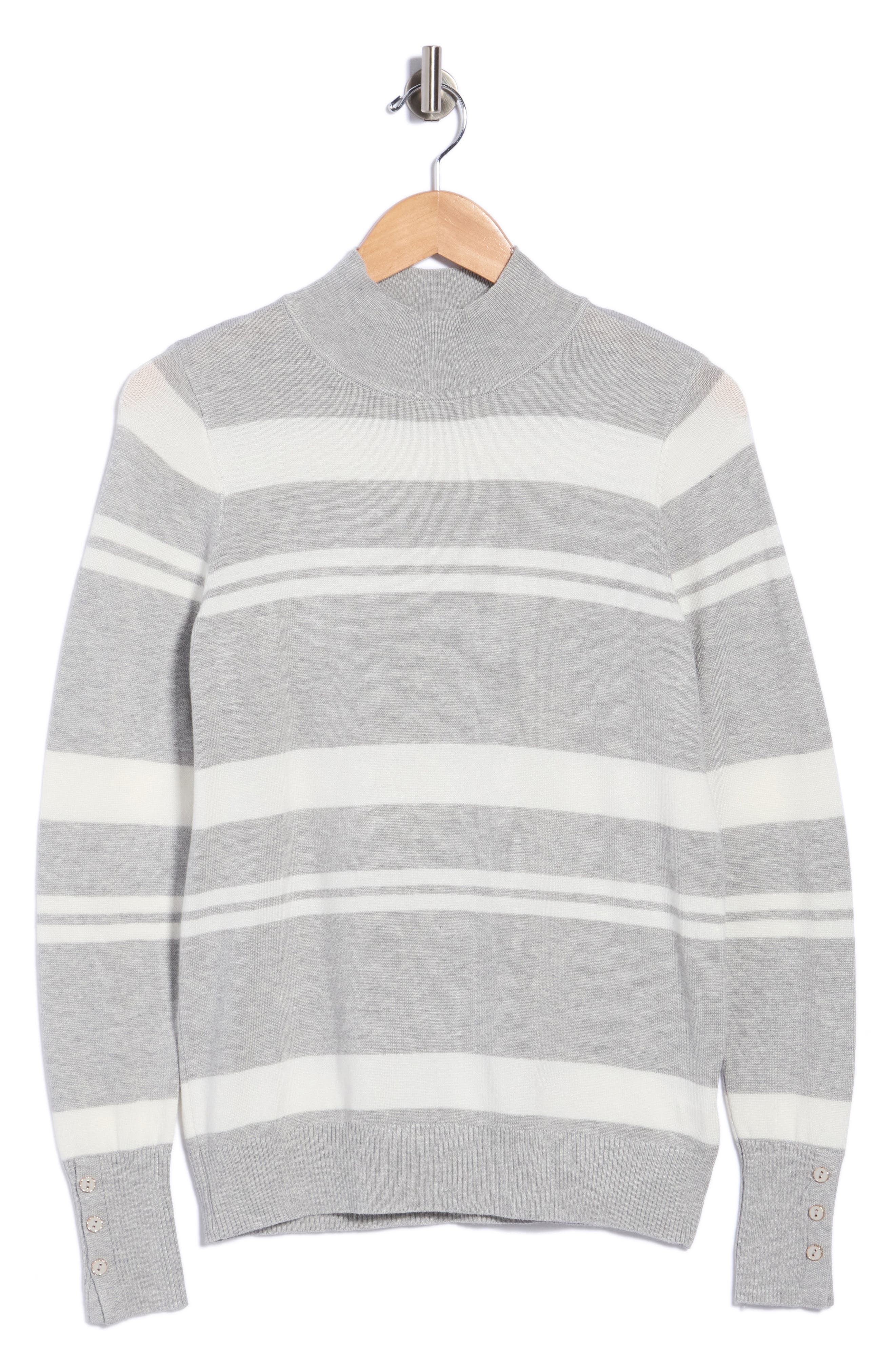 Joseph A Stripe Mock Neck Sweater In Gray
