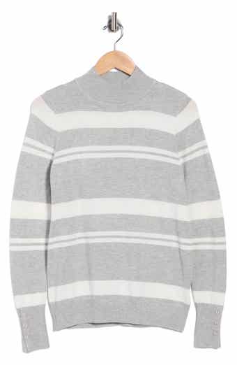 Stripe Mock Neck Sweater