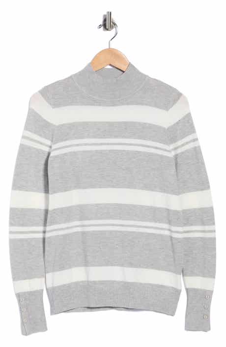 Stripe Mock Neck Sweater