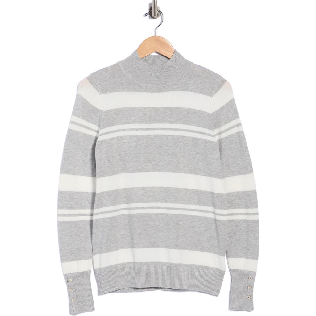 Joseph A Stripe Mock Neck Sweater In Gray