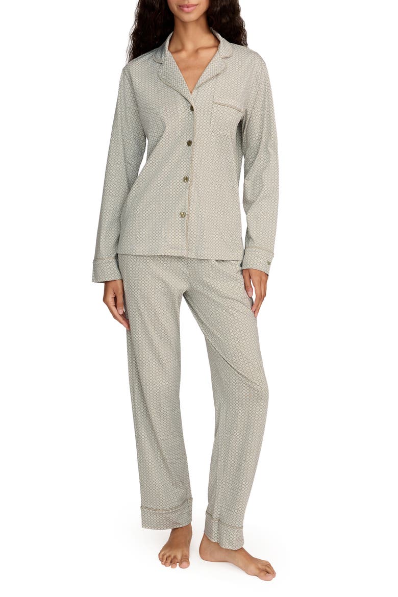 Geo Classic Lightweight Pima Cotton Pajamas, Main, color, GREEN