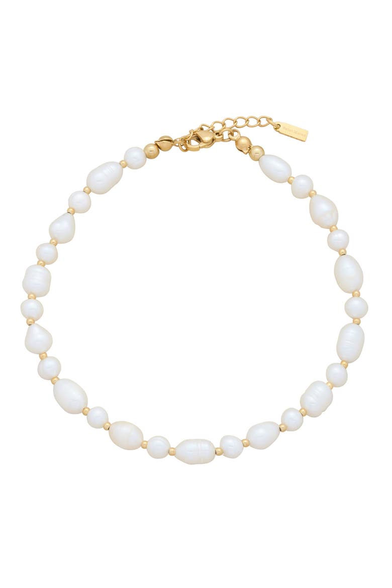 Chunky Freshwater Pearl Anklet, Main, color, GOLD