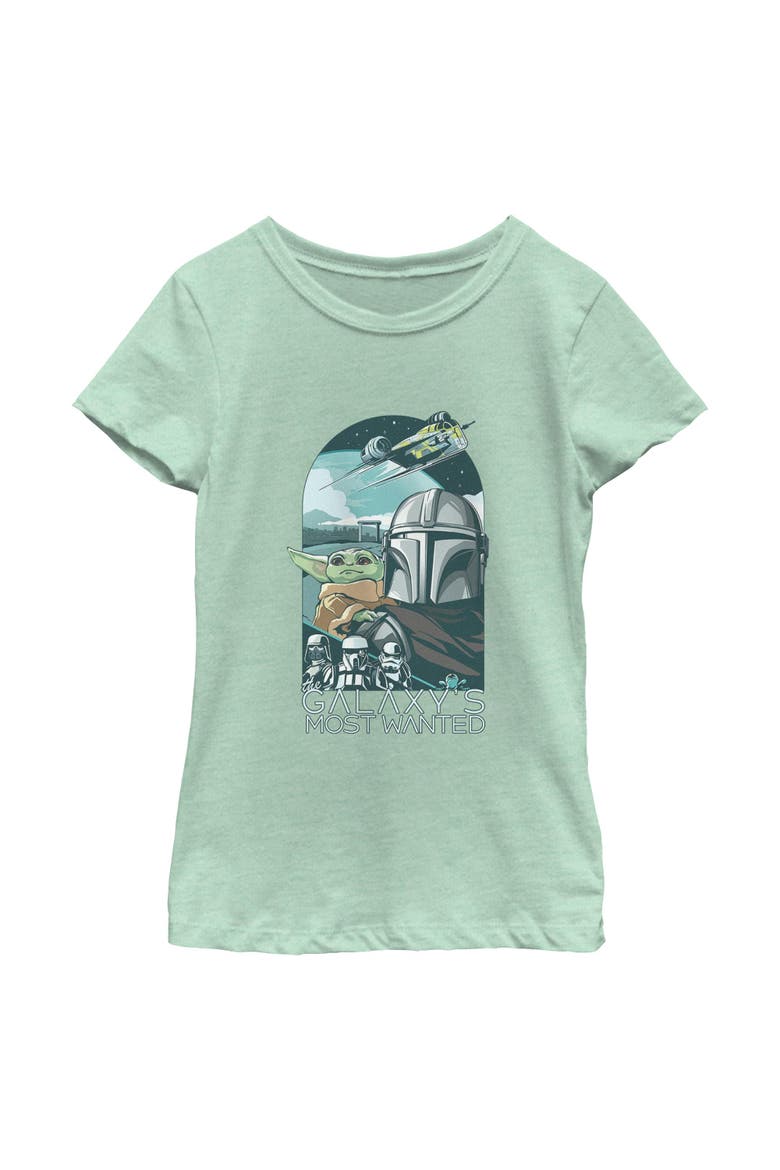 Girls' Galaxy's Most Wanted Comic Art Short Sleeve Graphic T-Shirt, Main, color, Mint