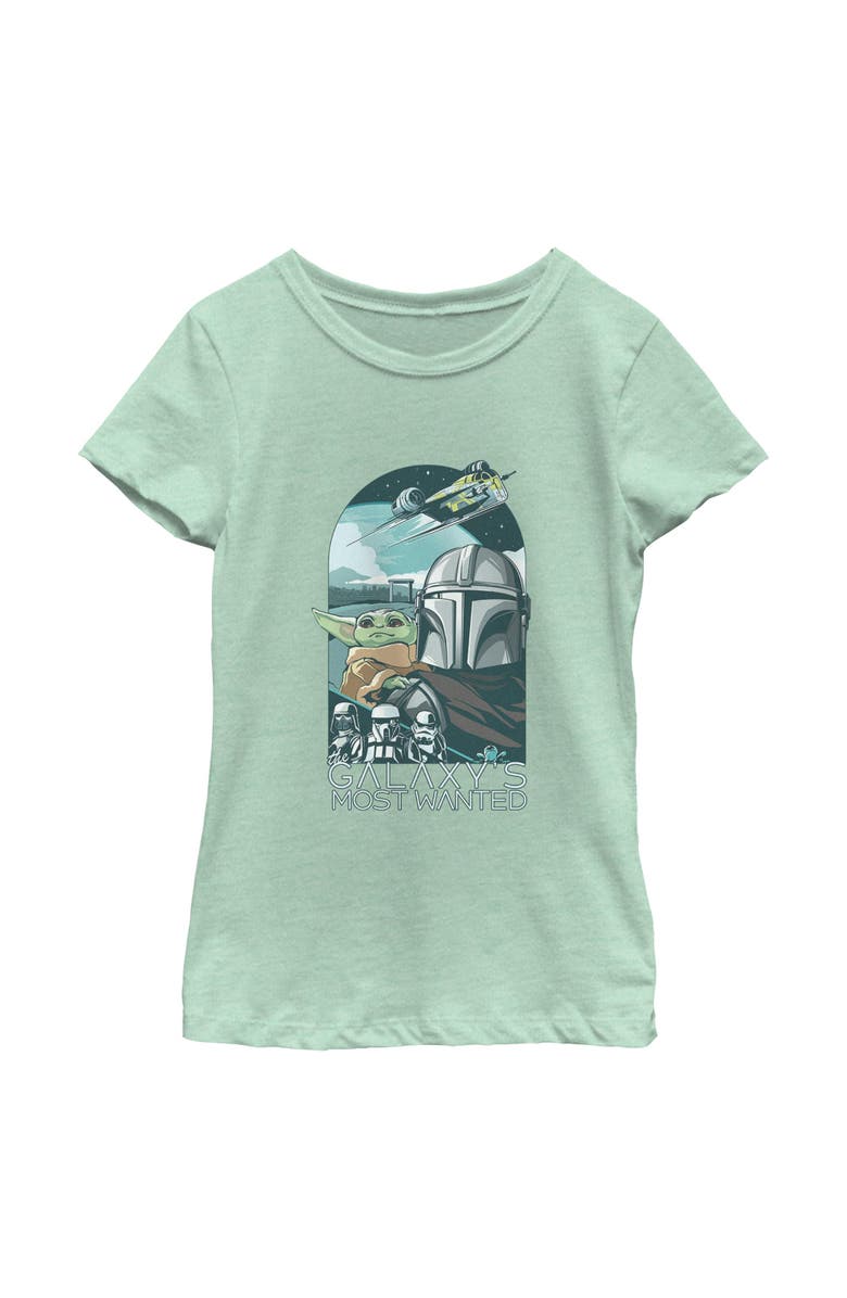 Star Wars: The Mandalorian and Grogu Girl's Star Wars The Mandalorian and Grogu Galaxy's Most Wanted Comic Art  Graphic T-Shirt, Main, color, Mint