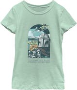 Star Wars: The Mandalorian and Grogu Girls' Galaxy's Most Wanted Comic Art Short Sleeve Graphic T-Shirt