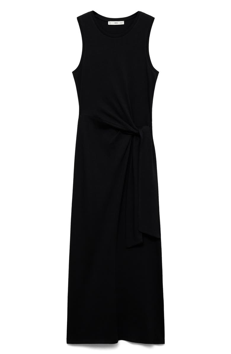 MANGO Knot Cotton Maxi Dress, Alternate, color, Black