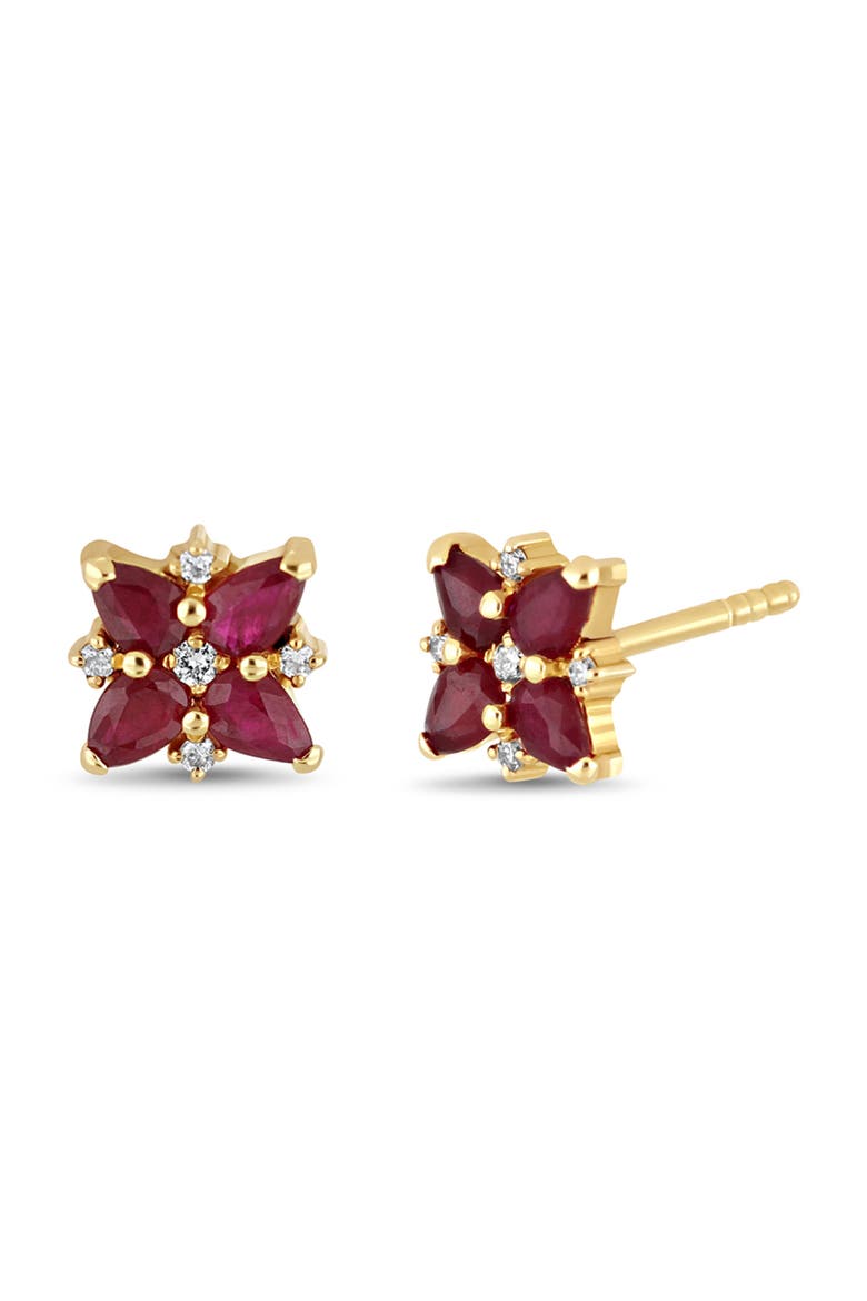 El Mar Stud Earrings, Main, color, RUBY/ 18K YELLOW GOLD