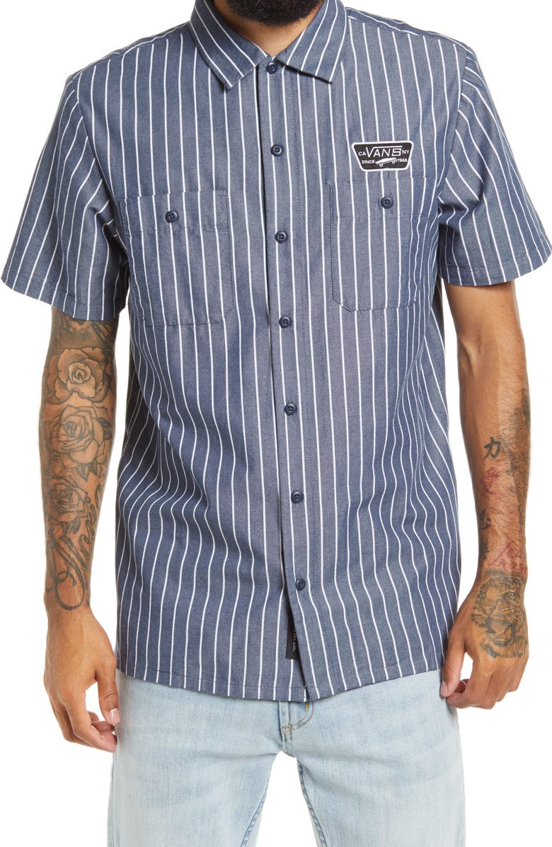 Vans Coleman Stripe Short Sleeve Button-Up Shirt, Main, color,
