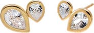 BY ADINA EDEN Double Pear CZ Bezel Stud Earring 14K