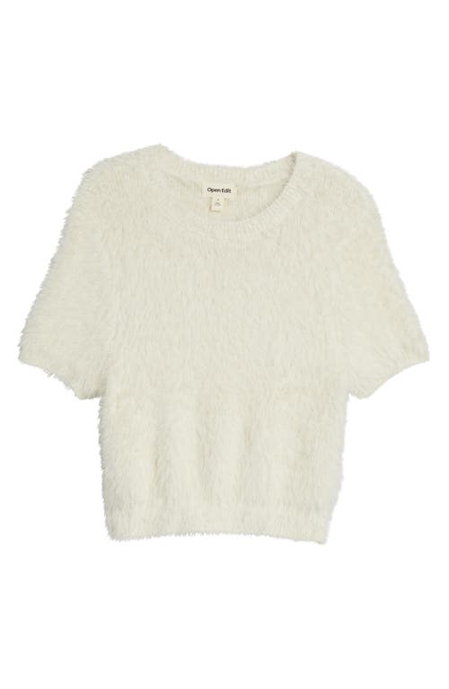 Open Edit Eyelash Sweater In Ivory Dove