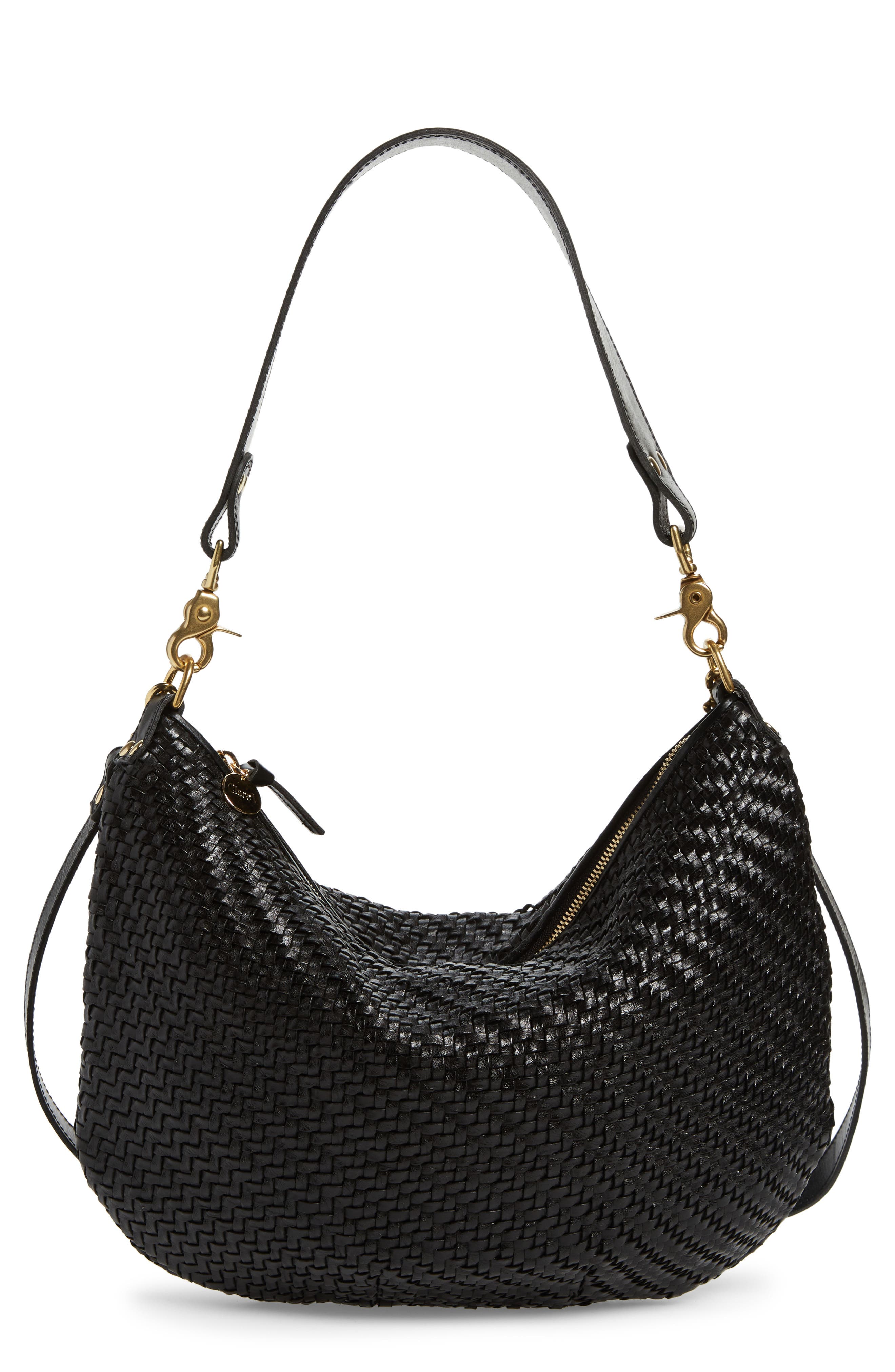 Clare V. Moyen Messenger Crossbody Bag, Main, color, Black Woven