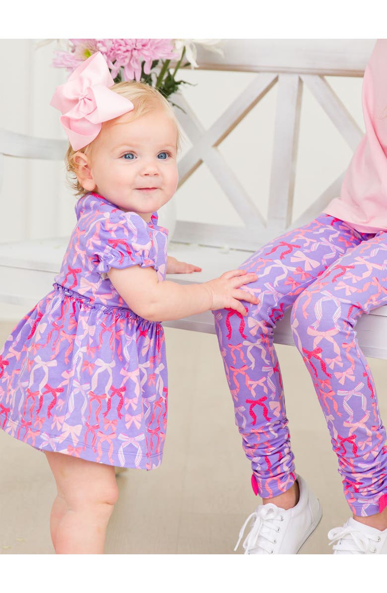 RuffleButts Baby Girls Knit Puff Sleeve Skirted Romper, Alternate, color, Rosy Ribbons