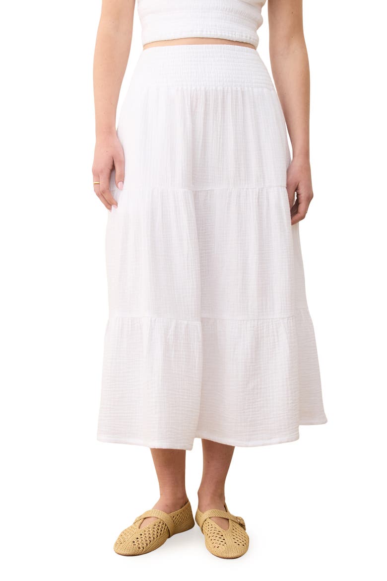 Corinne Double Cloth Cotton Maxi Skirt, Main, color, WHITE