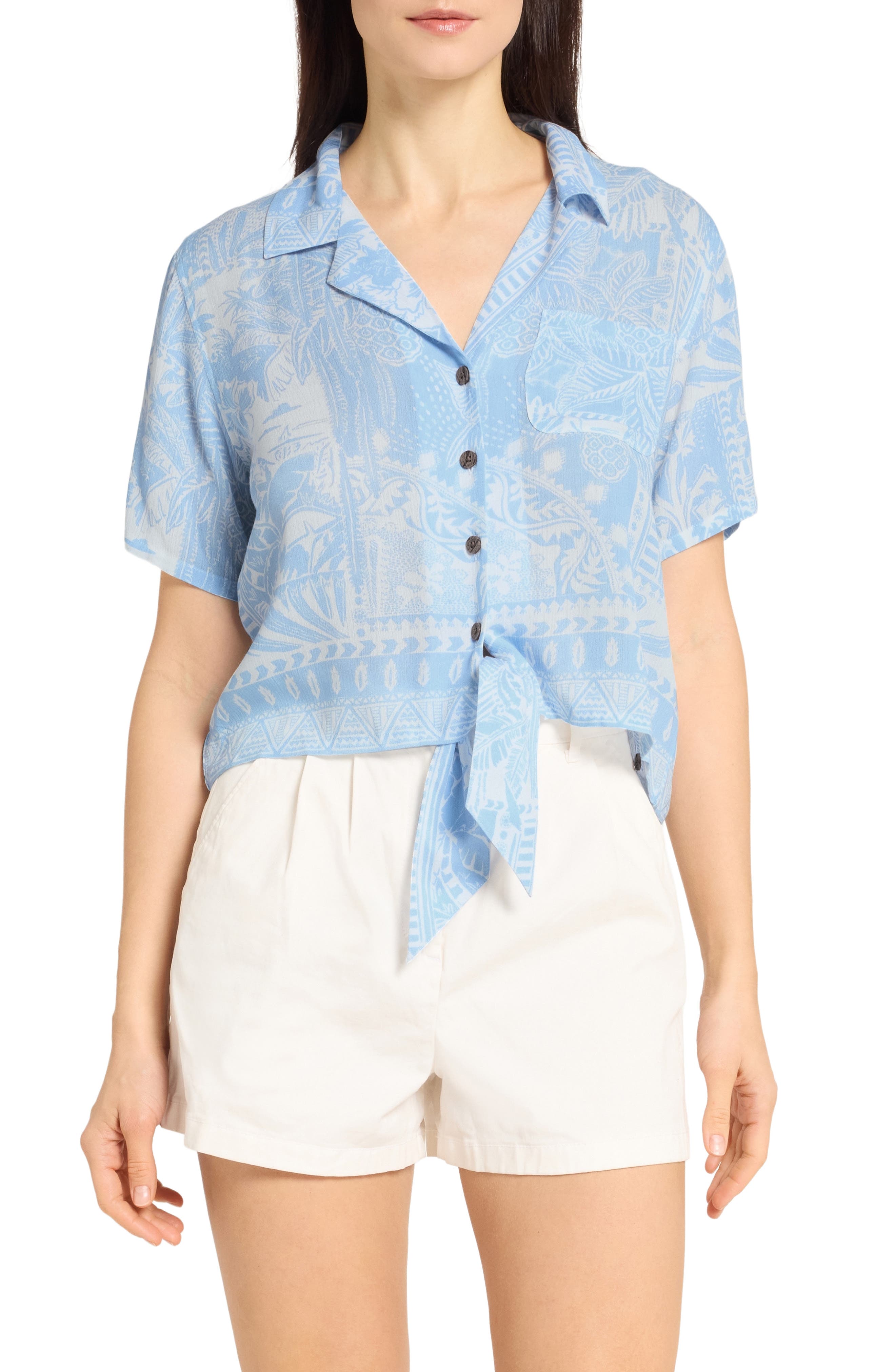 Crinkle Tie Front Top