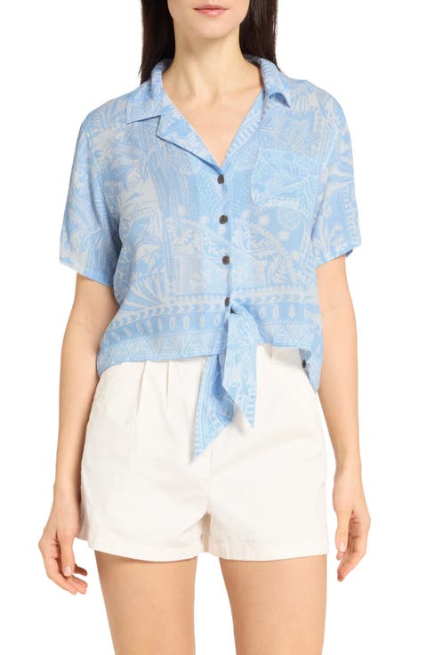 Crinkle Tie Front Top