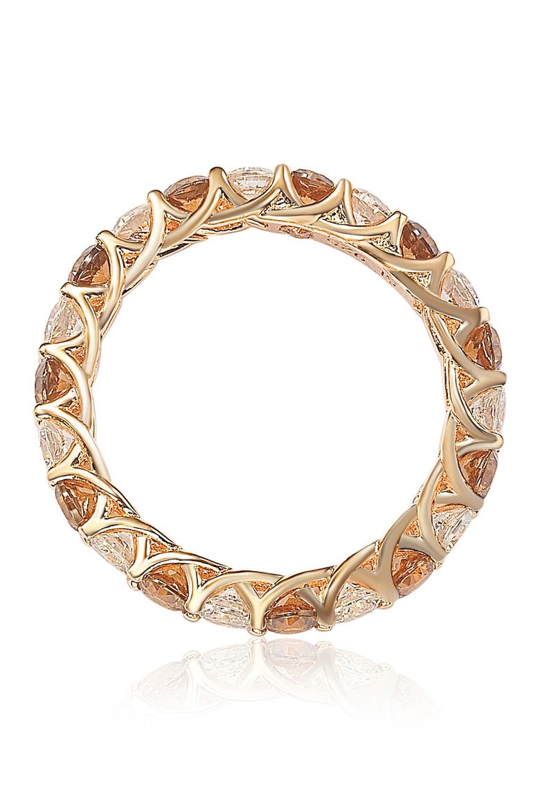 Rose-Tone Prong Set Round CZ Eternity Band Ring, Alternate, color, BROWN