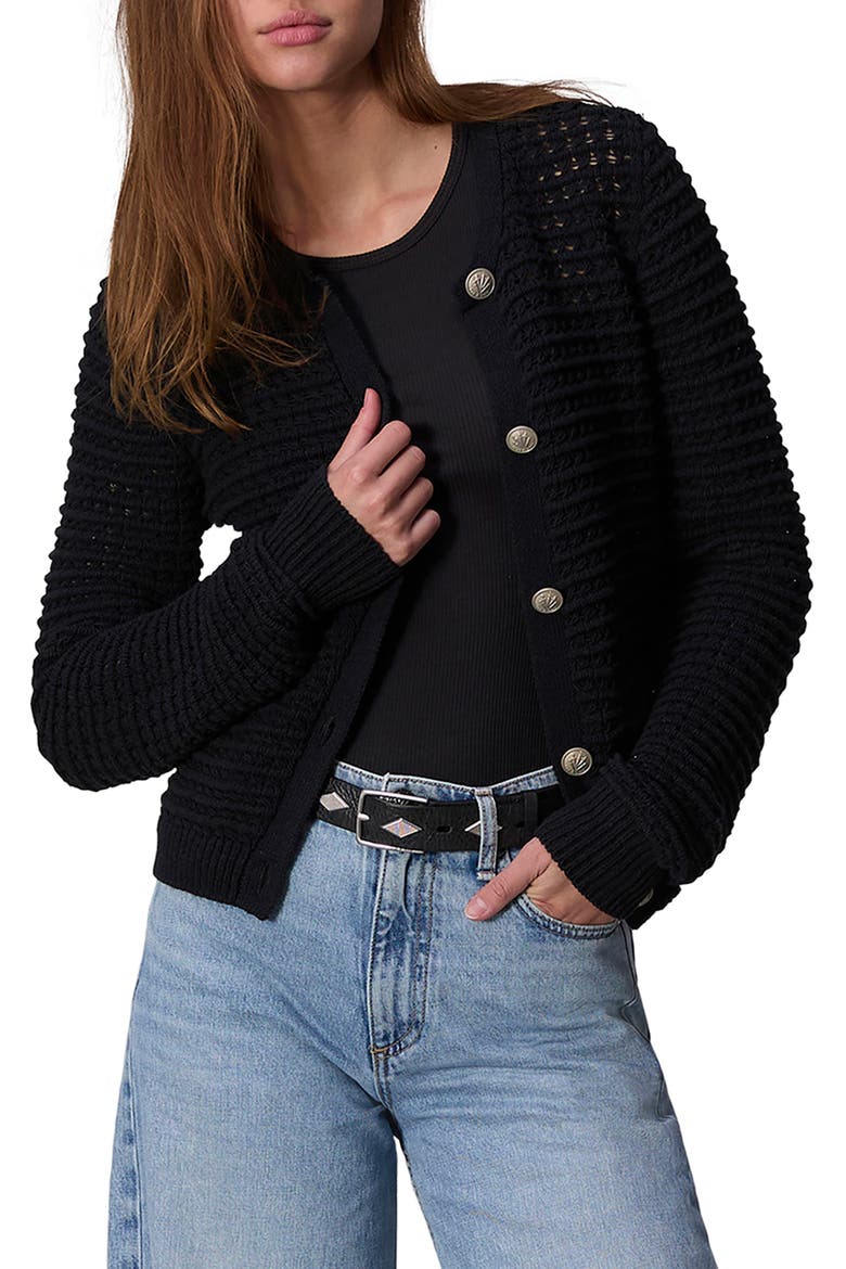 Marlee Open Stitch Cardigan, Main, color, BLACK
