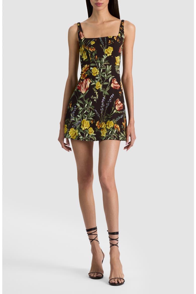 Julia Scoop Neck Minidress, Main, color, DESERT SPRIGS BLACK