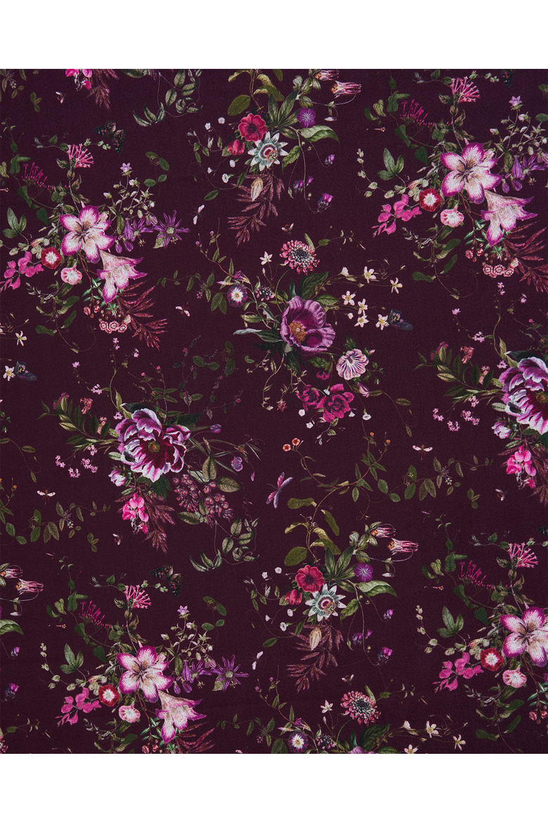 Eve Floral Long Fringed Scarf, Alternate, color, Burgundy