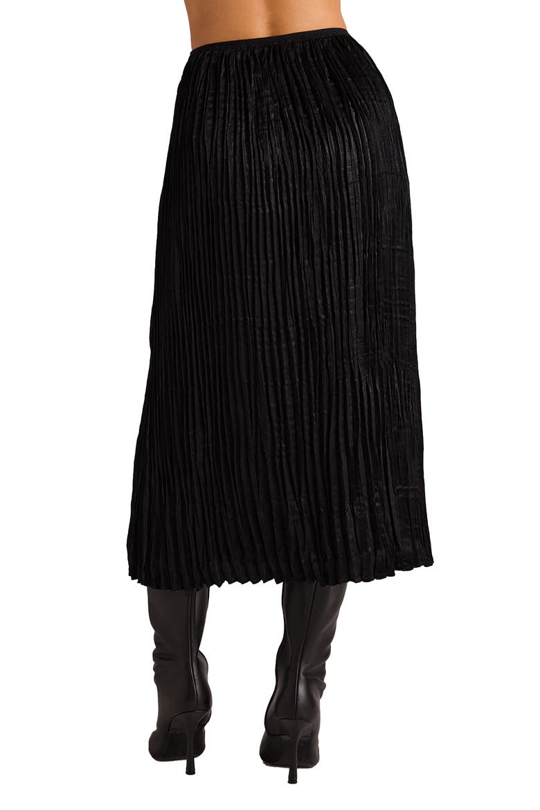 Variegated Pleated Midi Skirt, Alternate, color, BLACK