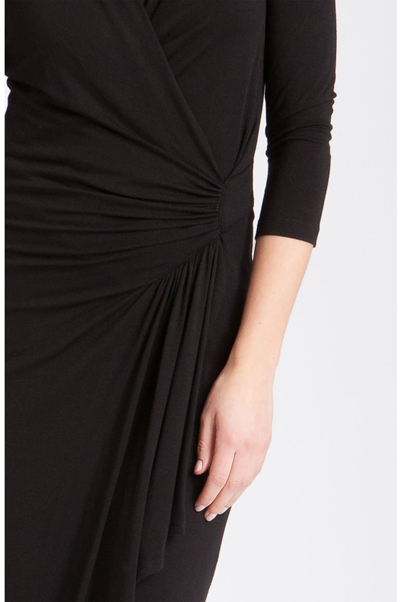 Cascade Faux Wrap Dress, Alternate, color, BLACK