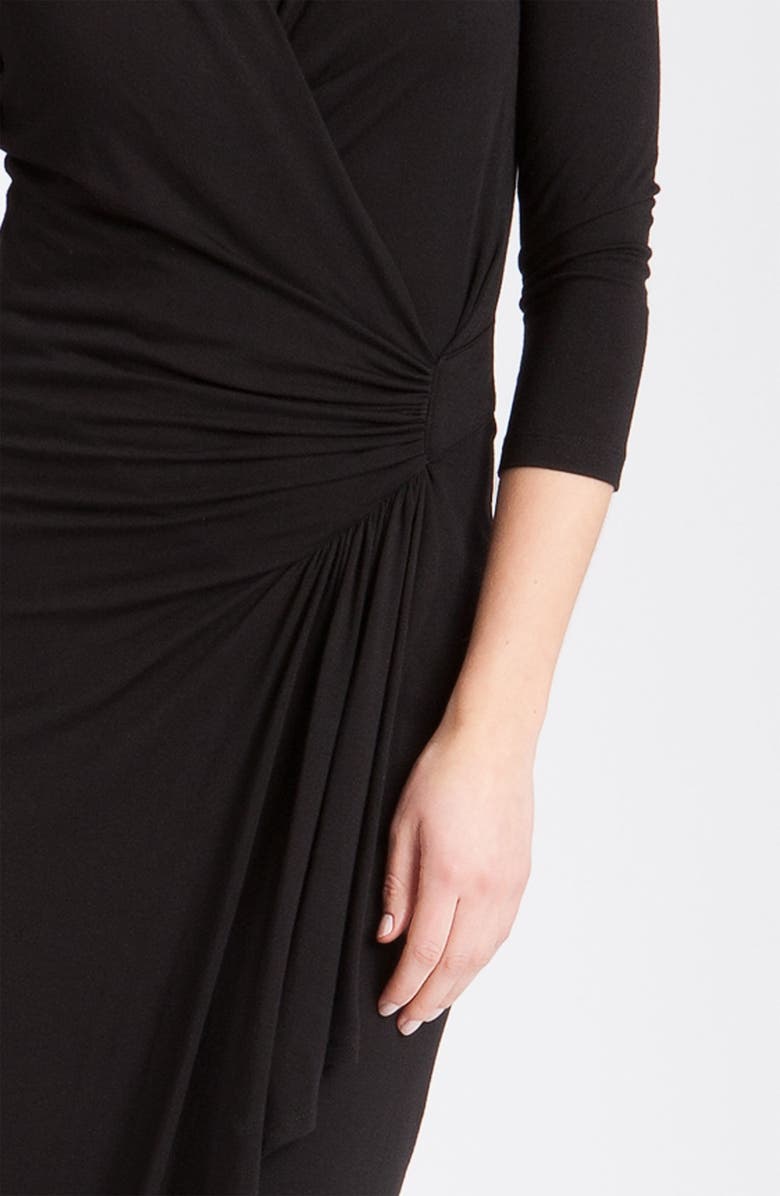 Karen Kane Cascade Faux Wrap Dress, Alternate, color, Black