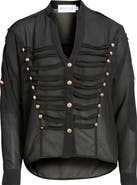 NIKKI LUND Jameson Button Embellished Semisheer Top