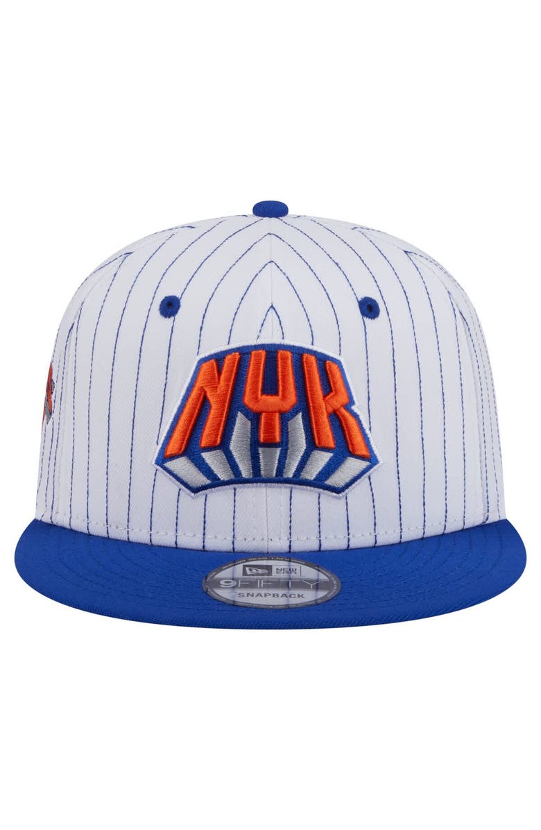 New Era Men's New Era  White New York Knicks Deceptor Pinstripe 9FIFTY Snapback Hat, Alternate, color, White