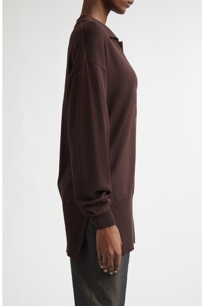 Marla Knit Polo, Alternate, color, DARK BROWN