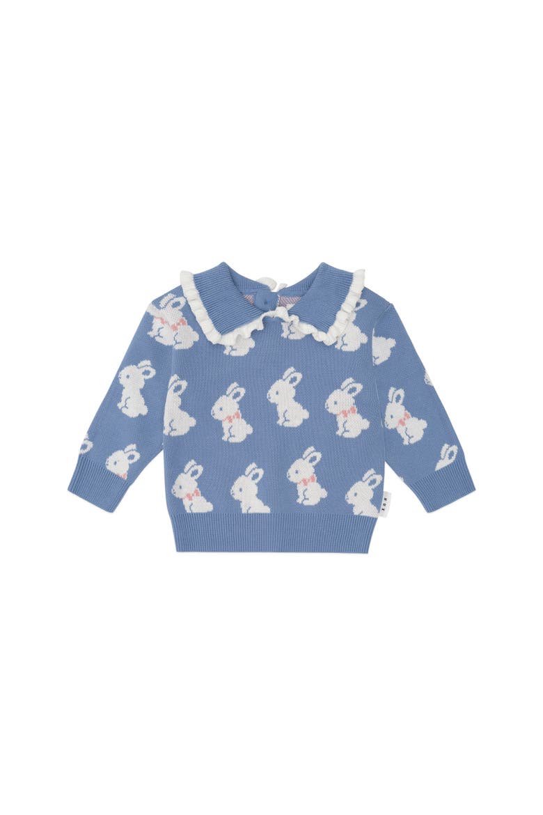 Bunny Field Frill Collar Pullover, Main, color, Bijou Blue