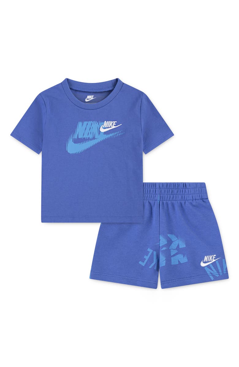 Nike Club Brand Energy Graphic T-Shirt & Shorts Set, Main, color, Comet Blue
