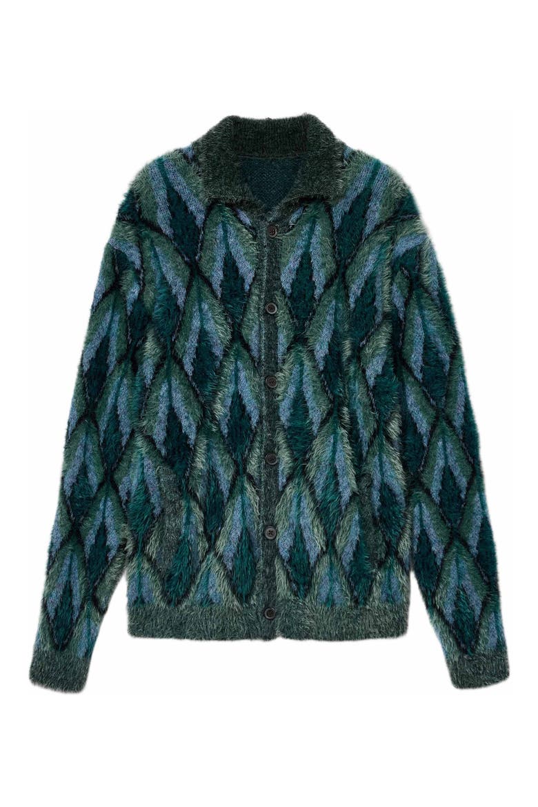 Fardella Abstract Fuzzy Cardigan, Alternate, color, PEACOCK BLUE