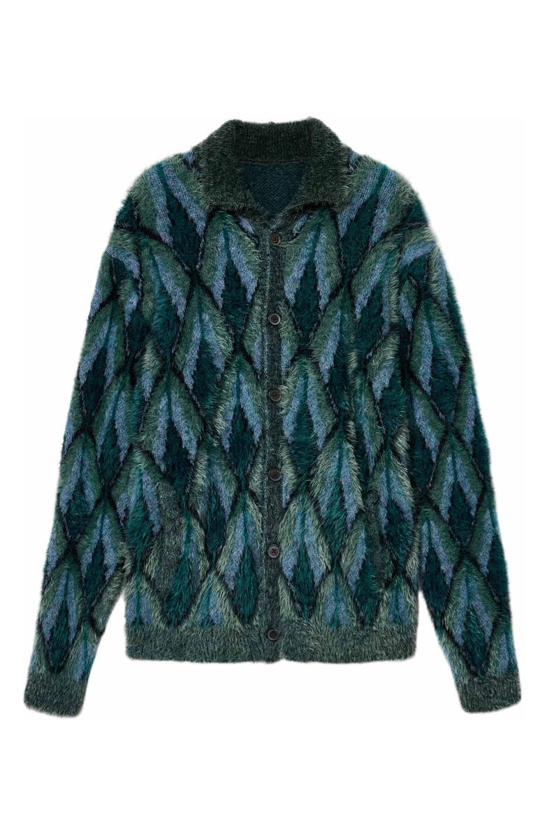 John Varvatos Fardella Abstract Fuzzy Cardigan, Alternate, color, Peacock Blue