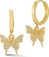 CHLOE AND MADISON Pavé Butterfly Hoop Earrings