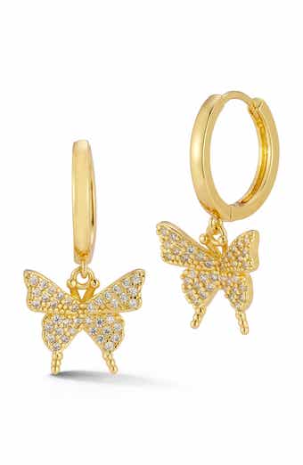CHLOE AND MADISON Pavé Butterfly Hoop Earrings