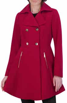 Laundry by Shelli Segal Double Breasted Fit & Flare Wool Blend Coat