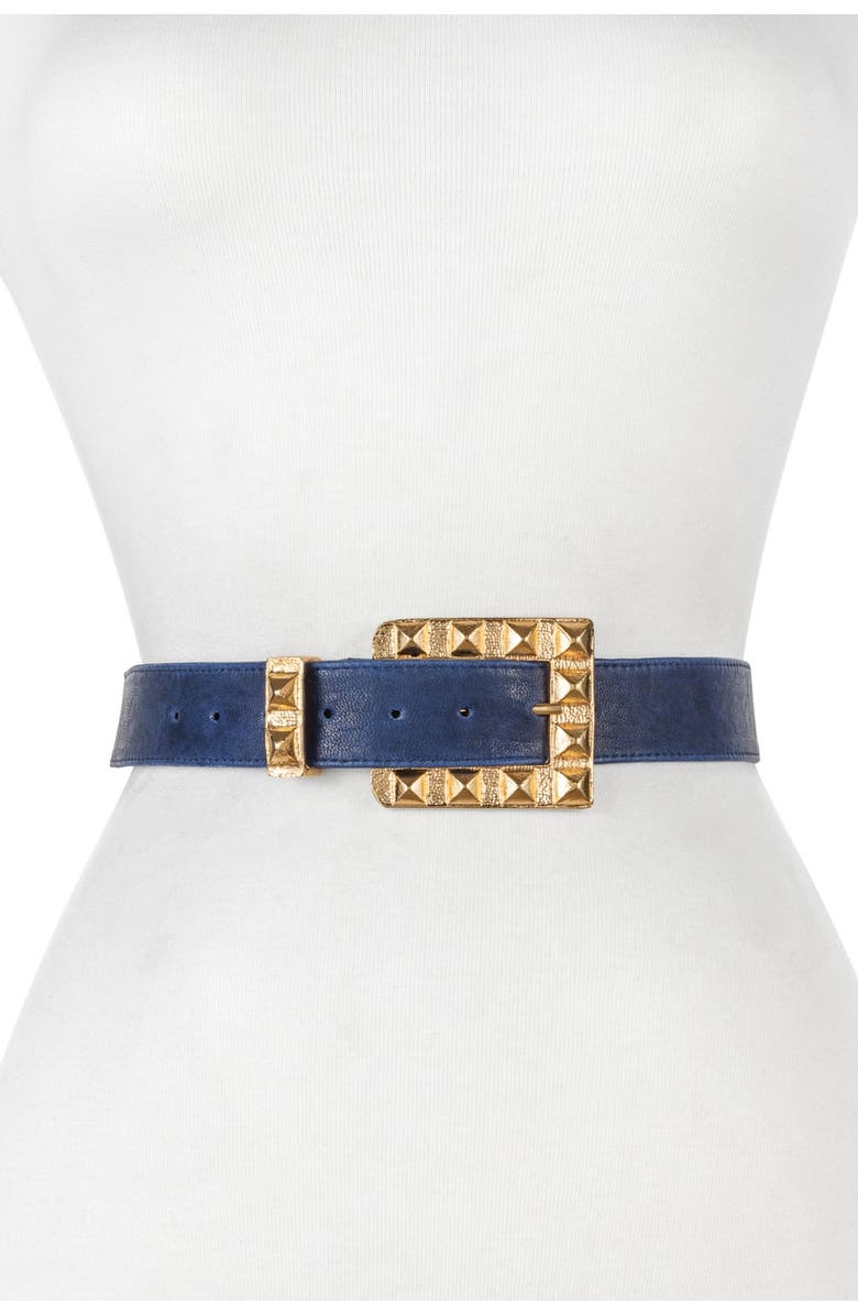 Raina Rai Square Buckle Belt, Main, color, Navy
