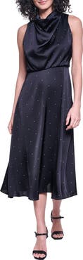 KARL LAGERFELD Printed Matte Satin Midi Dress