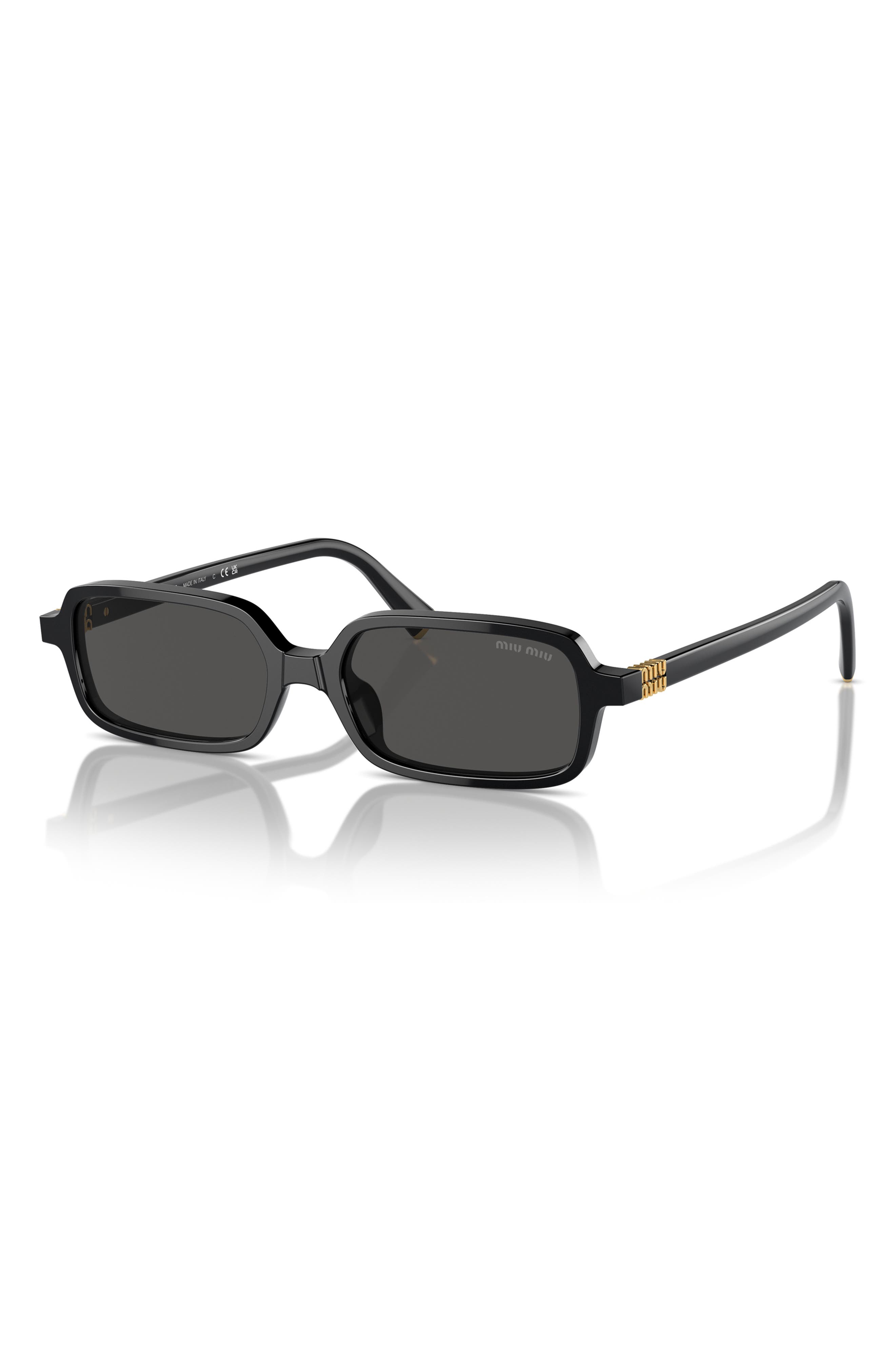 New Miu Miu Women Black Sunglasses 51-21-135 New MIU MIU Sunglasses Black Square 2025 Gold Metal Logo  main image 2