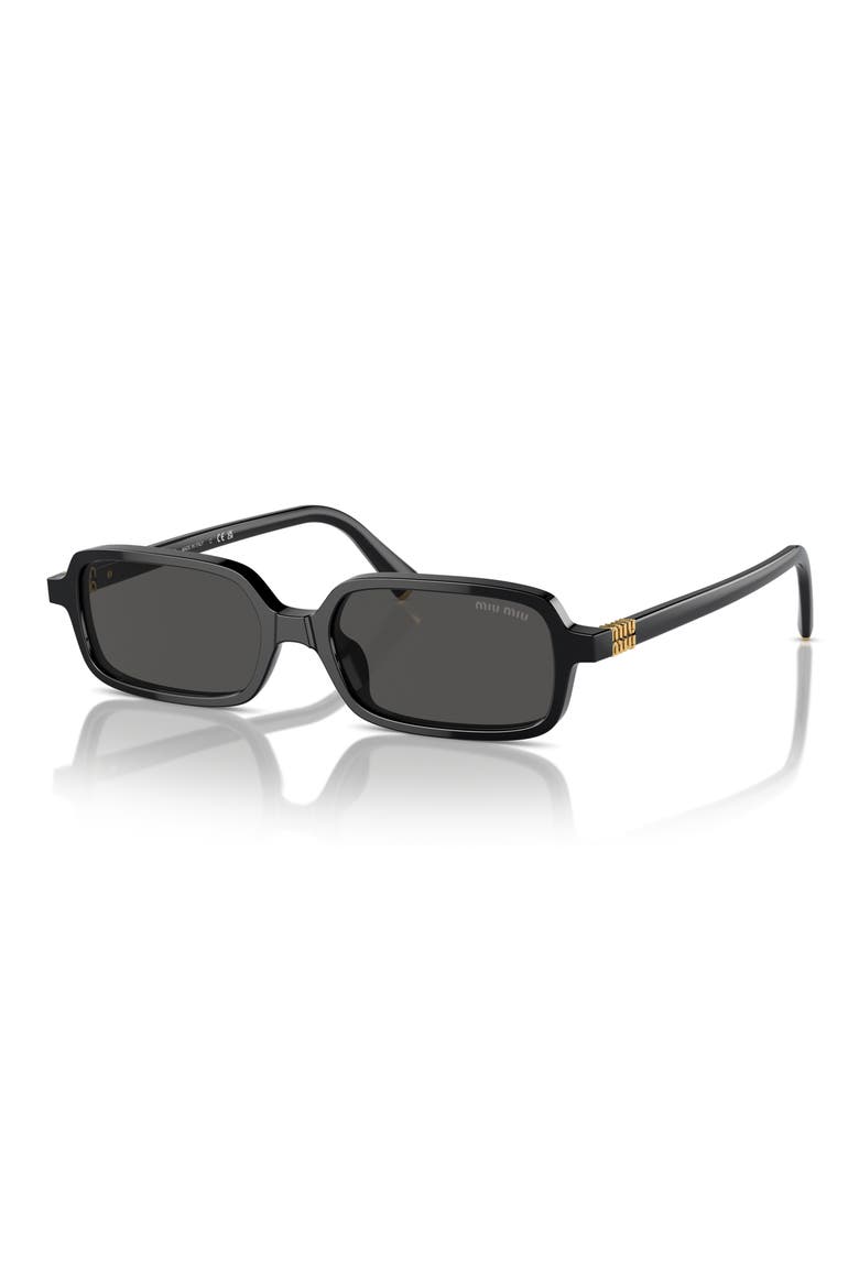 51mm Rectangular Sunglasses, Alternate, color, BLACK / DARK GREY