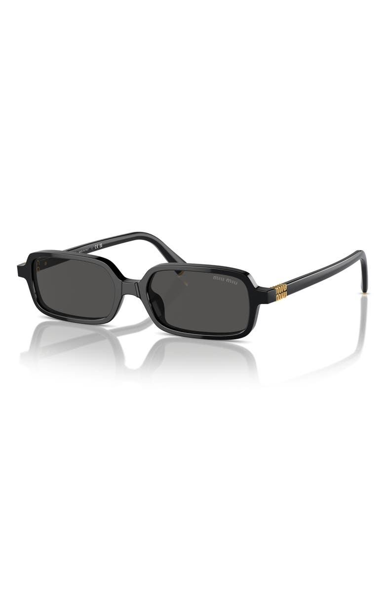 Miu Miu 51mm Rectangular Sunglasses, Alternate, color, Black / Dark Grey