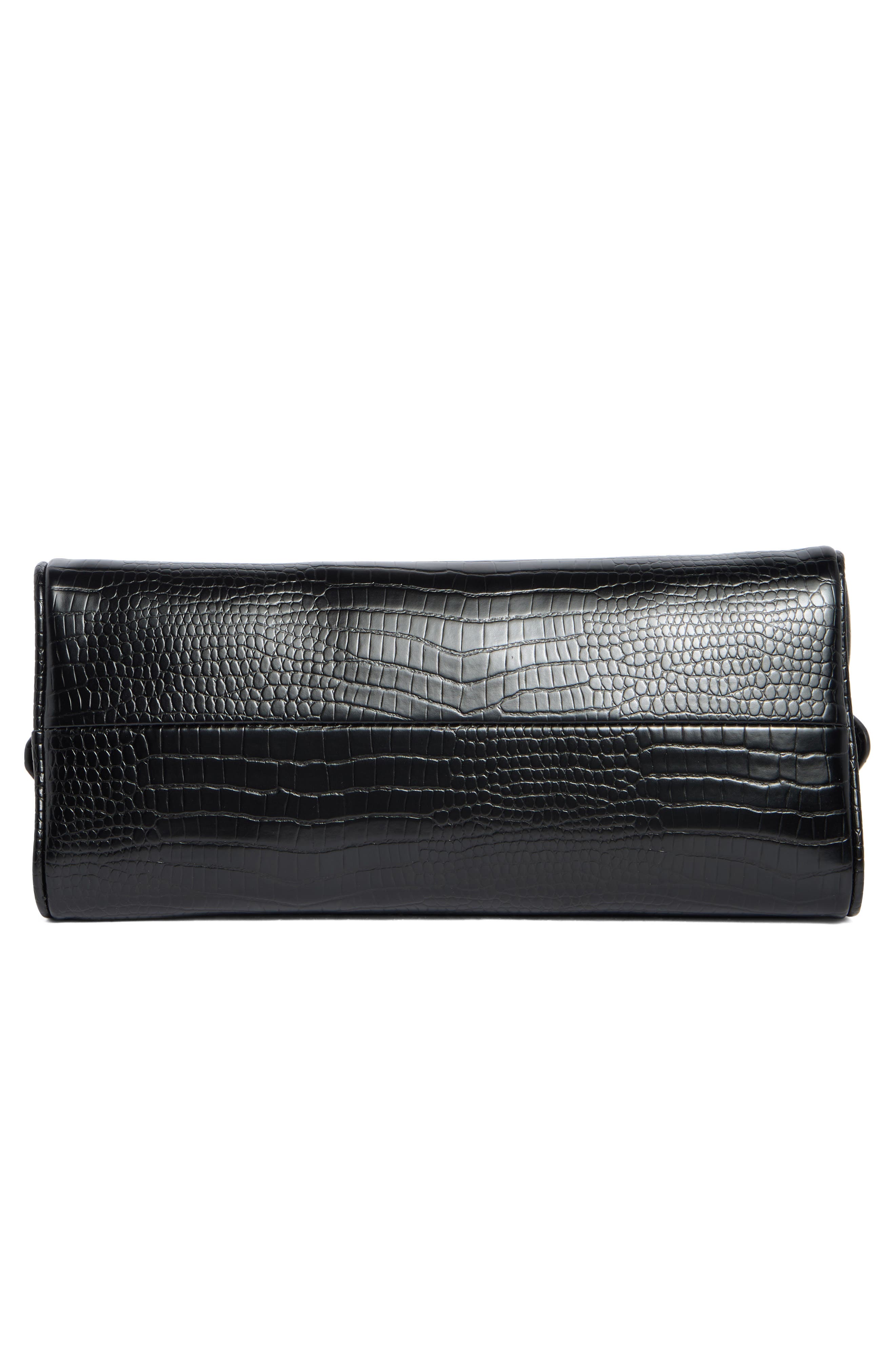 BCBG Croc-Embossed Top Handle Bag, Alternate, color, Black