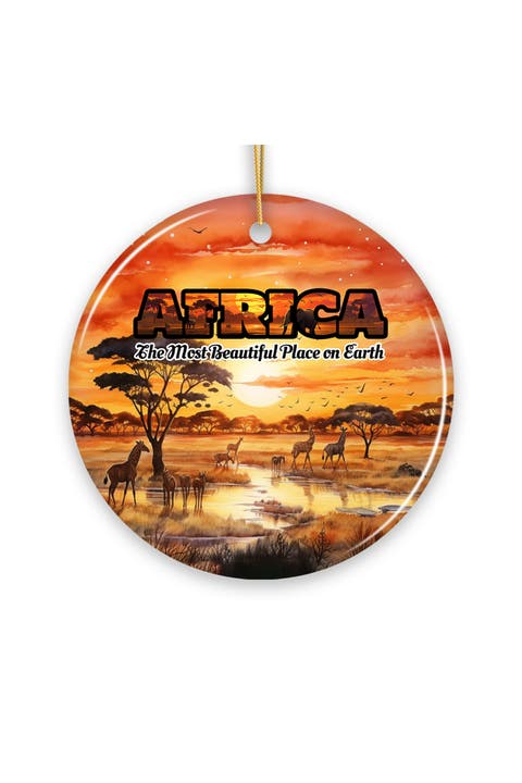 Africa Sunset Safari Landscape Ornament - Version 1