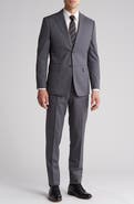 English Laundry Plaid Trim Fit Wool Blend Two-Piece Suit