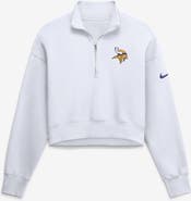 Nike Women's Nike White Minnesota Vikings Oversized Phoenix Fleece Cropped Quarter-Zip Sweatshirt
