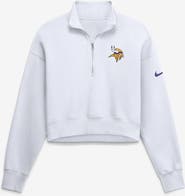 Nike Women's Nike White Minnesota Vikings Oversized Phoenix Fleece Cropped Quarter-Zip Sweatshirt