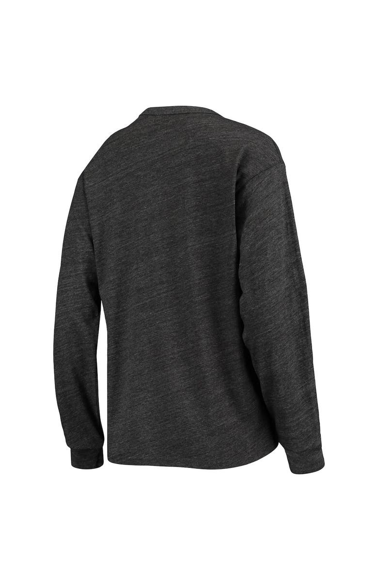 LEAGUE COLLEGIATE WEAR Women's League Collegiate Wear Heathered Black Texas Longhorns Seal Victory Falls Oversized Tri-Blend Long Sleeve T-Shirt, Alternate, color,