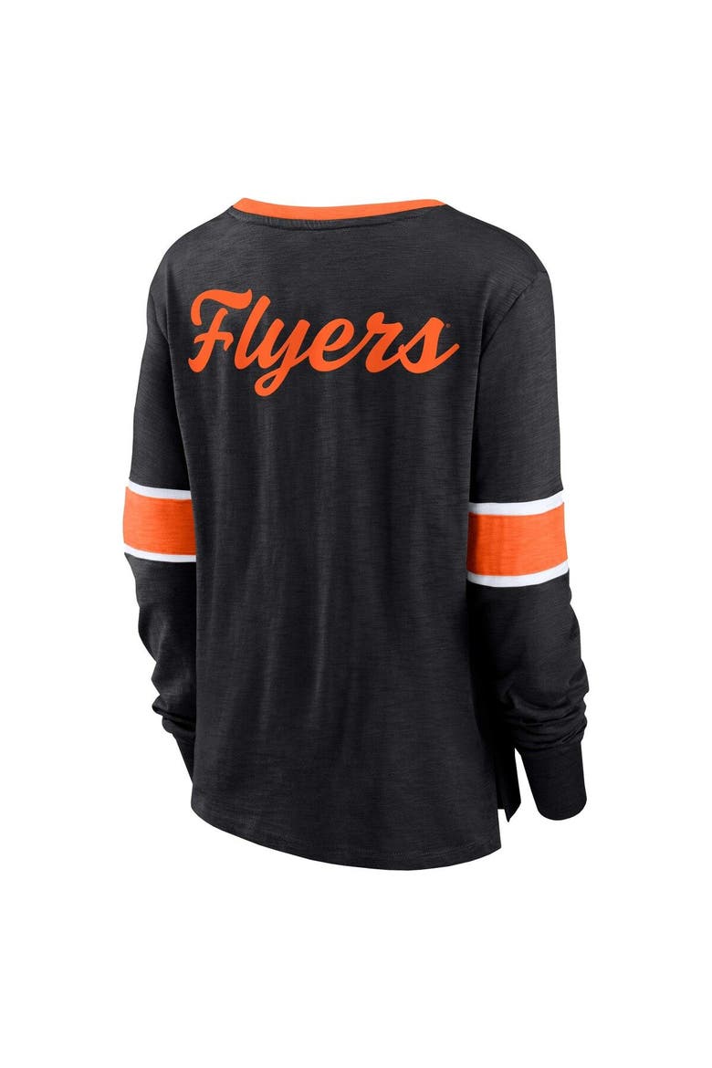 Women's Fanatics Branded Black Philadelphia Flyers Effervescent Exclusive Lace-Up Long Sleeve T-Shirt, Alternate, color, Black