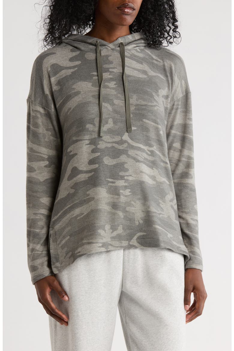 High-Low Hem Hoodie, Main, color, OLIVE