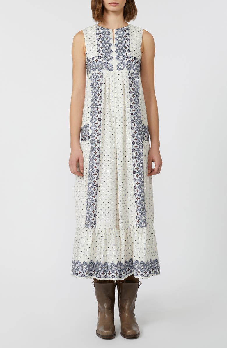 Weekend Max Mara Manila Mixed Print Cotton Dress, Main, color, Ivory